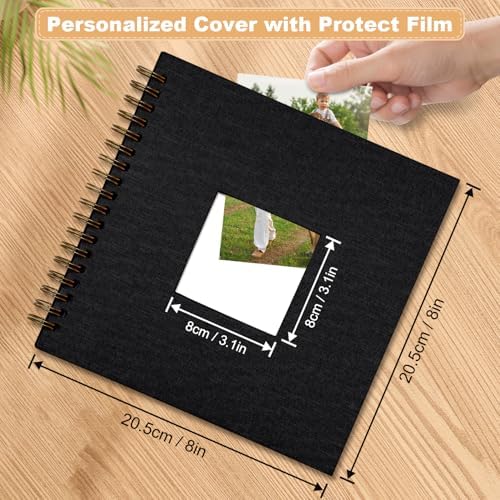 Scrapbook Photo Album Linen Cover, 8 x 8 Inch Hardcover Kraft White Pages Memory Book, for Travel Wedding Guest Book Christmas Baby Shower (40 Sheets/ 80 Pages,Black) - Image 2