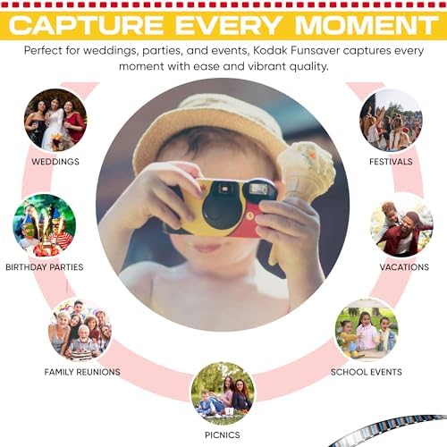 Kodak Funsaver Disposable Camera Bulk one time Single use 7-Pack 27exp 35mm Camera Bundled with Balveli Premium Microfiber Cloths - Bulk Kodak Disposable Film Camera 35mm - Image 2