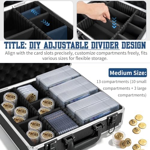 Aluminum Storage Case with Adjustable Dividers, Multi-Function Lockable Storage Carrying Case for Graded Card, Barber Tools, Makeup Tools, etc (Large) ﻿ - Image 5