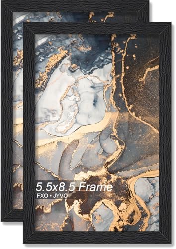 5.5x8.5 Picture Frame Set of 2 Black Engineered Wood Tabletop/Wall Hanging by Fxojyvo