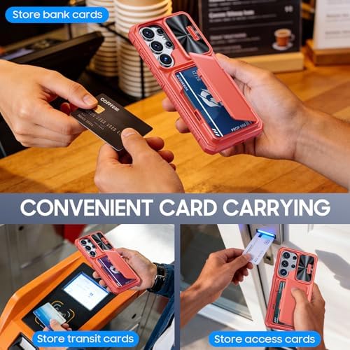 GooseBox for Samsung Galaxy S26 Ultra Case Wallet with RFID [Cards Holder][Camera Cover][Edge Raised] Full Body Shockproof Silicone Protective Phone Case for Galaxy S26 Ultra 2026 (Coral Red) - Image 4