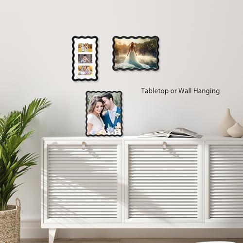 4x6'' Black Heavy Duty Photo Frame,Unique Wave Design High-End Zinc Alloy Picture Frames 6x4'',Fashionable Style Frame with Velvet & Backing for Desktop and Wall Decor - Image 5