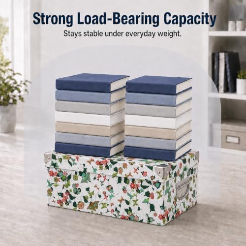 GUOZI Collapsible Storage Box, Decorative Memory box with Lid & Metal Reinforced Corners, Cardboard File Box with Handles, Organizer Gift Box for Keepsake Toy Photos Office Nursery Wardrobe Bookshelf - Image 5