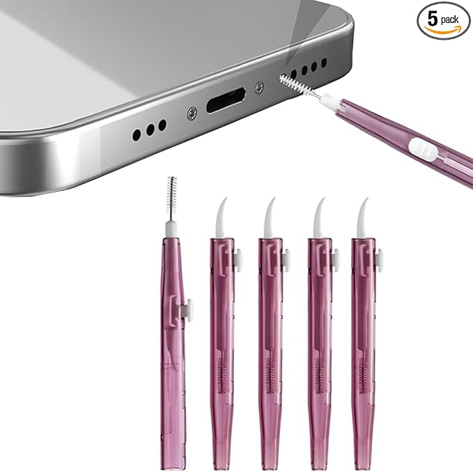 5Pcs Cleaning Kit Dual Side Multifunction Tools for iPhone 17 Pro - Purple | Anti-Clogging Mini Brushes Cleaner for Phone Camera Lens, Speaker and Receiver, Dual Side Multifunctional Cleaning Tool by Epivol