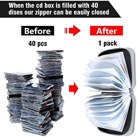 Siveit CD/DVD Cases 40 Capacity Disc Storage Binder for Car(Black) - Image 4