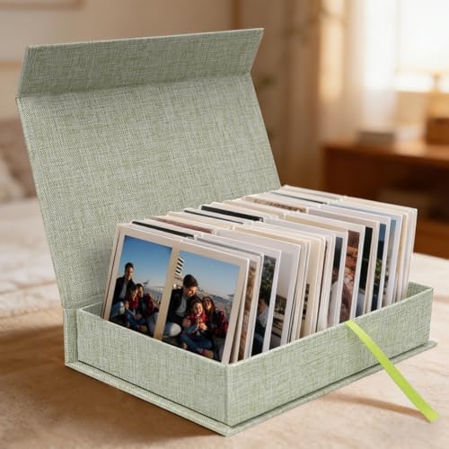 4x6 Photo Storage Box, Premium Linen Memory Box for Photos, Pictures, Certificates, Scrapbooking Supplies & Jewelry - Portable, Stackable Organizer for Home, Crafters & Collectors - Image 3