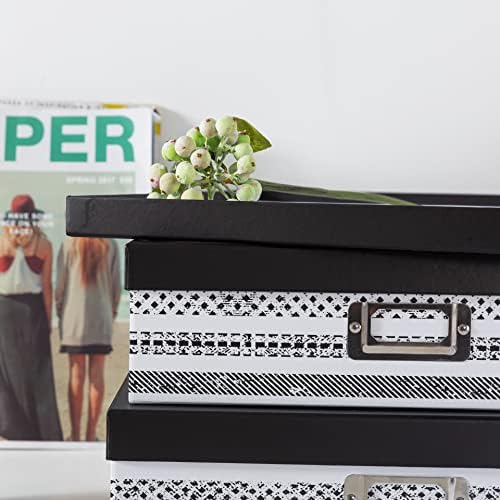 SLPR - Nesting Black and White Storage Boxes with Lids, Set of 3 - Image 6