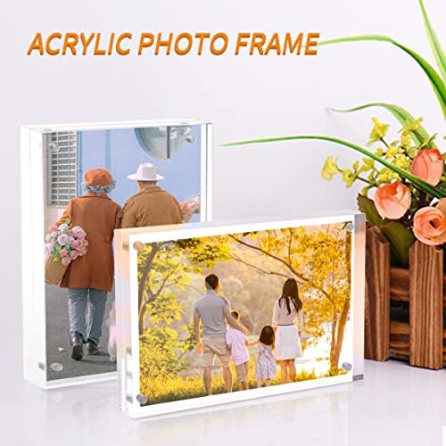 Sezanrpt Acrylic 4x6 Picture Frame, Clear Photo Display Magnetic Photo Frame 4x6, Double Sided Frameless Desk Picture Frames for Office - Image 6