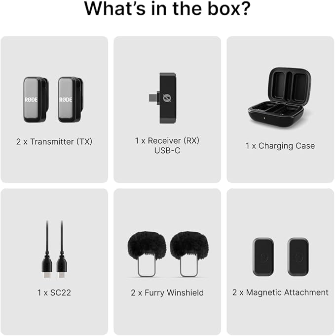 RØDE Wireless Micro - Compact Wireless Microphone, Two Mics with Charge Case for Smartphone Content Creation - USB-C, Black | Two Mics with Charge Case for Smartphone Content Creation, USB-C, Black - Image 7