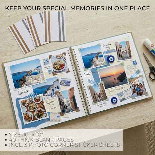 Beautiful Linen Scrapbook Photo Album 10"x10" - 40-Page Blank Guest Book - Image 3