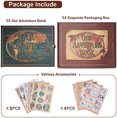 Our Adventure Book 180 Pages Scrapbook Photo Album,Retro Embossed Letter Leather Hardcover Travel Diary Journal Scrap Book For Couples,Memory Book For Anniversary Wedding - Image 2
