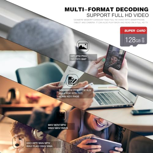 128GB Micro Memory Card Class 10 Memory Cards Mini TF Card with Adapter for Smartphones/Tablet/Drone/Game Console(2-Pack) - Image 2