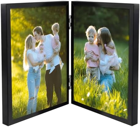 Golden State Art 5x7 Hinged Metal Picture Frame, Matte Black, Tabletop by GoldenStateArt
