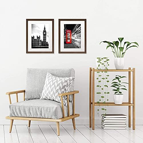 Americanflat 11x14 Picture Frame with Shatter-Resistant Glass - Use as 8x10 Frame with Mat or Display 11x14 Photo Without Mat - Signature Collection - Picture Frames for Wall Display - Walnut - Image 5
