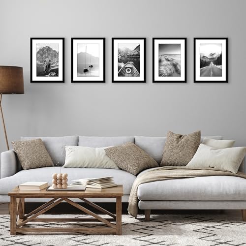 Americanflat 11x15 Picture Frame 5-Pack - Matted to 8x12 - Black - Image 5