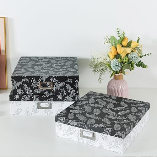 SLPR - Black and White Decorative Storage Boxes with Lids, Set of 3 - Image 5