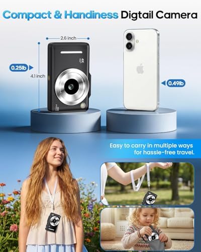 Digital Camera 4K for Kids-48MP Autofocus Vlogging Camera with 32GB Card, 16X Zoom, Anti-Shake, Compact Point and Shoot Camera for Teens Beginners, Birthday Gift Black - Image 2