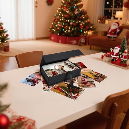 Photo Storage Box 4x6, Linen Photo Box - Black - Image 6
