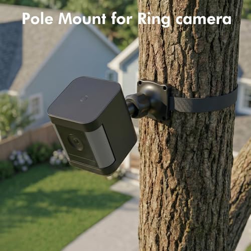 Adjustable Wall Mount Compatible with Ring Spotlight Cam Pro/Plus (Battery), Ring Stick Up Cam (Battery), Outdoor Security Camera Mount with Strap for Wall, Pole or Tree Installation, Black - Image 4