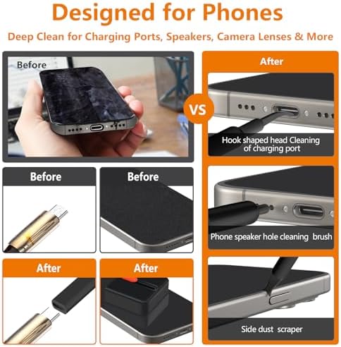 32-in-1 Phone Cleaning Kit for Ports, Earbuds & Keyboards (Black) - Image 2