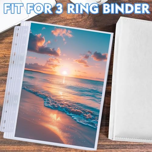 100 Pack 8x10 Photo Sleeves for 3 Ring Binder - Holds 200 Photos, Archival Safe, Acid-Free, Clear Plastic Page Protectors for Photo Albums, Postcards, Pictures - Image 4