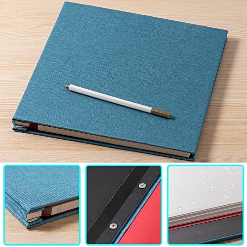 Large Photo Album Self Adhesive 4x6 8x10 10x12 13"x12.8" Magnetic Scrapbook Album 12.6"x11" Inch 60 Sticky Pages Linen Cover DIY Photo Album with A Metallic Pen and DIY Stickers(SkyBlue) - Image 6
