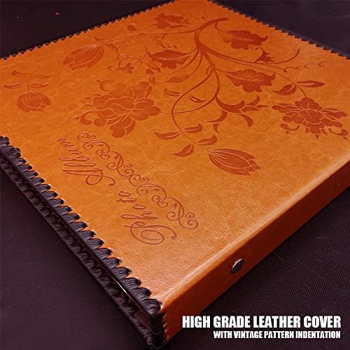 Photo Album Self Adhesive Pages, Huge Magnetic Self-Stick Picture Album with Leather Vintage Inspired Cover, Hand Made DIY Albums Holds 3X5, 4X6, 5X7, 6X8, 8X10, 10X12 Photos (Brown 80 Pages) - Image 2