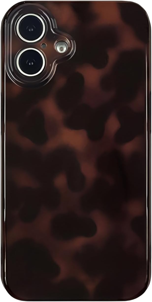 Aesthetic Tortoise Shell Phone Case for iPhone 16 Plus Brown | Retro Cool Girl Leopard Print, Brown Amber Cheetah Cute Chic Trendy Full Camera Protective Cover for Women by Reezaddin