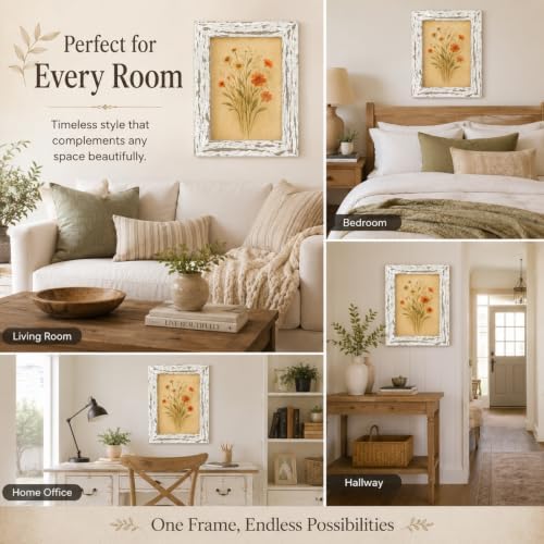 puthiac 4x6 Rustic Farmhouse Picture Frame, Distressed White, 1 Pack - Image 6