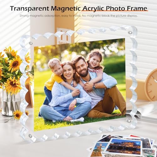 Chivalral 8x10 Scalloped Acrylic Photo Frame 3 Pack,15+15mm Desktop Holders - Image 5