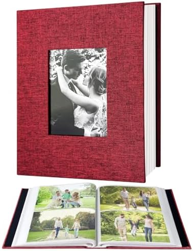 200-Pocket Photo Album 4x6 - Slip-In Picture Album with Linen Cover & Display Window, Vertical Photo Book for Wedding, Family, Baby, Anniversary & Vacation Memories (Holds 200 Photos) by HenPisen