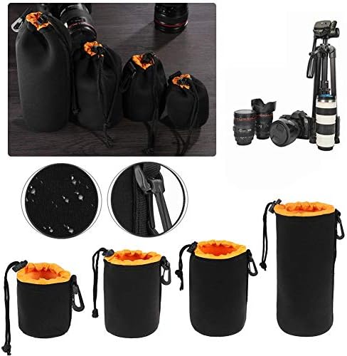Large Camera Lens Pouch, Thick Protective Neoprene Bag Storage Cover Case with Drawstring Design, Soft Plush Interior, Compatible for Canon, for Nikon, for Sony DSLR Lenses (L Size) - Image 5