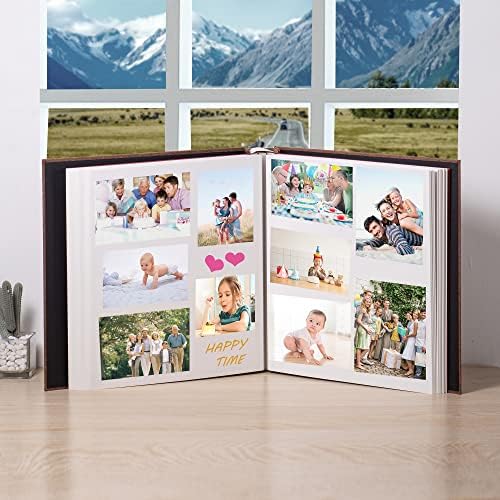 Large Photo Album Self Adhesive 4x6 5x7 3x5 8.5x11 Scrapbook Magnetic Album DIY Scrap Book Length 13 x Width 12.8 (Inches) 120 Sticky Pages Linen Cover DIY Photo Album (Brown) - Image 3