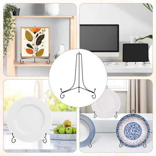 SHENLIU 10 Packs Black Iron Plate Display Stand for Display, 10 Inches Plate Picture Photo Stand Foldable Easel Holder for Easel Frame Book Card Plaque Bowl Plaque Collection Office - Image 7