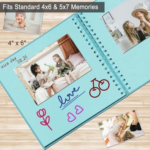 DIY Scrapbook Album 8x8 Inch, Hardcover Kraft Paper Scrap Book Photo Album, Blank Page Memory Scrap Book for DIY Crafts, Traveling, Wedding, Anniversary, Birthday, 40 Pages (20 Sheets), Blue - Image 6
