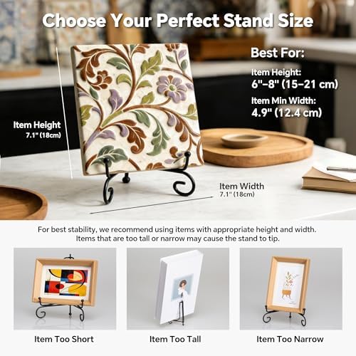 Artliving Plate Stands for Display, 6 Inch Black Iron Easel Plate Display Photo Holder Stand, Displays Picture Frames, Decorative Plates, Tablets and Art (4 pack) - Image 5