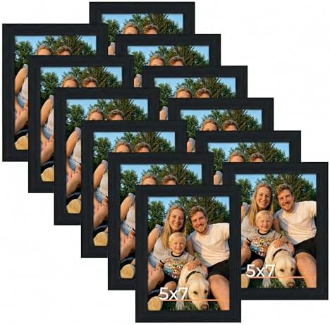 Giftgarden 5x7 Picture Frame Black 5 x 7 Photo Frames Bulk for Wall or Tabletop, 12 Pack by Giftgarden