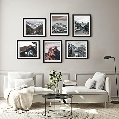 12x16 Picture Frames Set of 6 with Plexiglass, Display Pictures 11x14 with Mat or 12x16 Without Mat for Wall Mounting，Black - Image 3