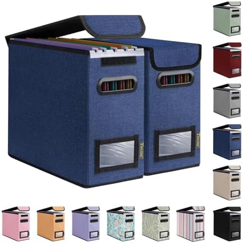 BALEINE File Organizer Box with Lid, Collapsible Hanging File Storage Box by BALEINE