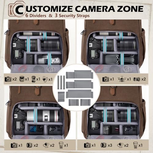 RAINSMORE Camera Backpack, DSLR SLR Mirrorless Camera Bag for Photographer - Image 3