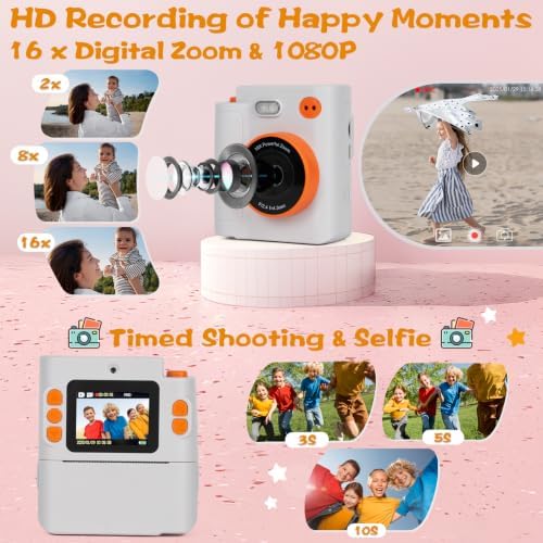 Cudinham Kids Camera Instant Print, Gifts for Age 3-12 Kids, 5 Rolls Paper - Image 3