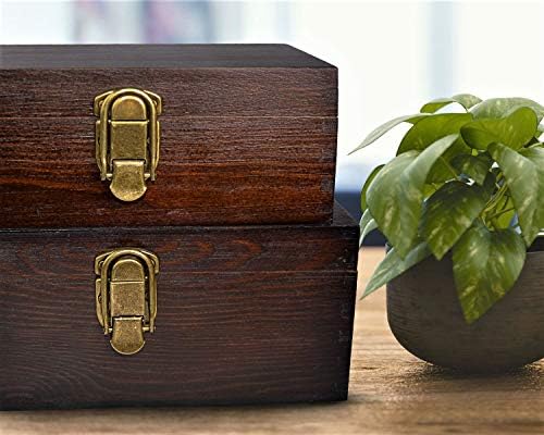Wood Boxes Wooden Storage Box Treasure Chest Memory Hobby Preservation Rustic Decorative Archival Organizer with Latch Lock for Jewelry Keepsake Gadget Trinkets Letter Cash Tea Photo 2 Pack - Image 6