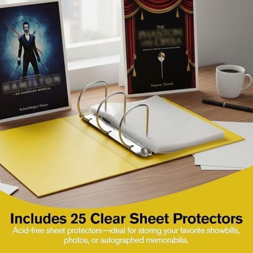 2 Pack of Show Bill Binder for Broadway and Theatre Show-Bills, Comes with 25 Sheet Protectors to Hold and Organize All Your Playbills, D-Ring, Black and Yellow - Image 4