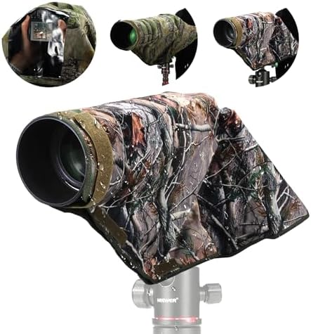 NEEWER PB020 Large Waterproof Rain Cover for Canon Sony Nikon Fujifilm DSLR Camera & Lenses up to 400 mm on Both Sides Camouflage Green Nylon by Neewer