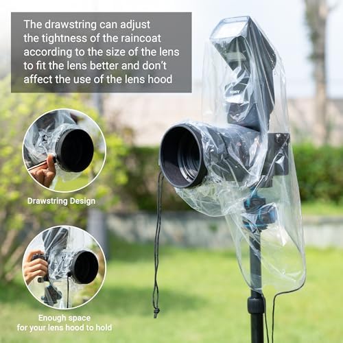 2PCS Clear Camera Rain Cover w Flash for Camera + Lens up to 6.3"x9.8"(DXL) - Image 3