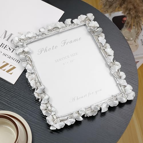 Cuspin Silver 8x10 Picture Frame Vintage Ornate Leaf Textured Resin Frame - Image 4