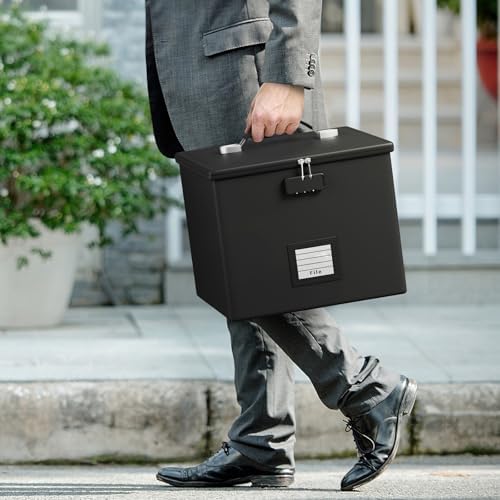 Fire Proof File Box for Documents - Portable Fireproof Document Organizer Box with Handle Waterproof Safe Locking Folder Storage with Lid - Image 6