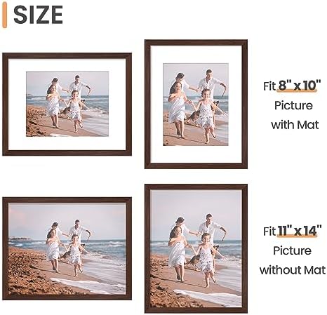upsimples 11x14 Picture Frame, Gallery Wall Frames Set of 5, Brown - Image 5
