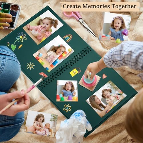 Scrapbook Photo Album 8"x8" 20 Sheets 40 Pages Hardcover Kraft Paper Green - Image 3