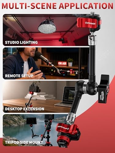IFOOTAGE Magic Arm Clamp MA5-6, 11 Inches Adjustable Friction Power Articulating Magic Arm with 1/4" and 3/8" Thread Screw for DSLR Camera Rig/LCD Monitor/LED Lights - Image 2